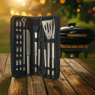 Kit Churrasco 18 Peças Inox Com Estojo Churrasqueiro Profissional