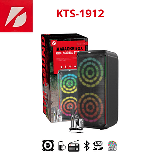 Caixa de som com 2 microfones karaoke KTS