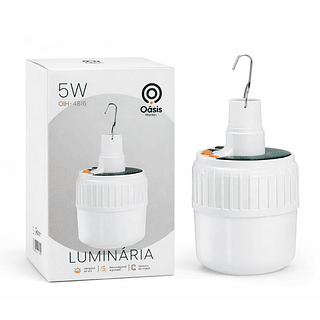 Luminária Portátil Led Recarregável + Placa de Energia Solar 5W