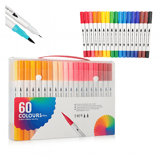 Kit Canetinha 60 cores 2em1 na maleta