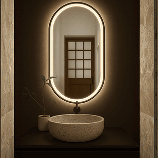 Espelho Oval Com 3 Tons de LED Touch Screen 70x50cm