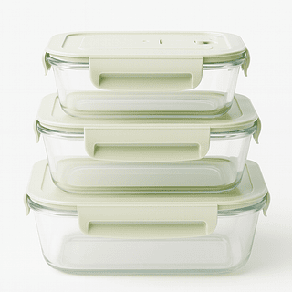 Kit 3 potes Herméticos de vidro Retangular Quente ou Frio (VARIADOS)