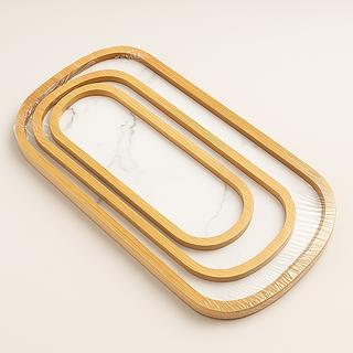 Kit 3 Bandejas Oval Marmorizada Decorativa (VARIADOS)