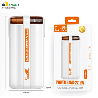 Carregador Power Bank Portátil 10000mAh turbo PD 22.5W