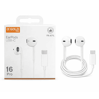 Fone de ouvido com fio sem borracha entrada Tipo-c