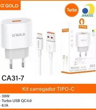 Carregador Turbo USB TIPO-C GOLD 6.1A 30W