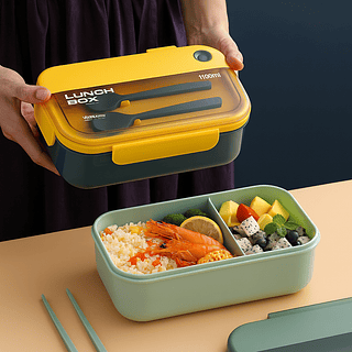 Marmita Pote Lancheira 1100ml Com Compartimentos E Kit Talheres