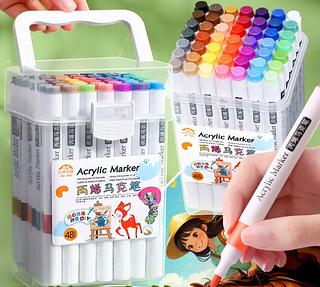 Kit Canetinha Ponta Dupla 48 Cores