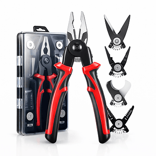 Kit Conjunto Alicate 5 Em 1 Cortador Descascador Crimpador