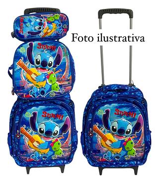 Kit Mochila de Rodinhas 3em1 Stitch 3D MENINO ( VARIADO)