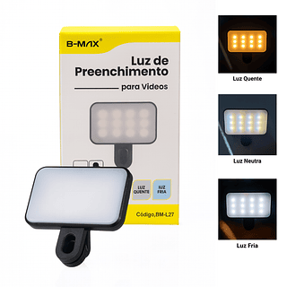 Luz De Preenchimento para fotos e vídeos RGB com clipe