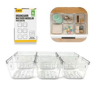 Kit 6 Organizadores Acrílicos Empilháveis para gavetas