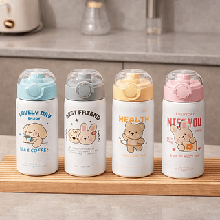 Garrafinha Termica Infantil Escolar Inox Com Canudo com Trava