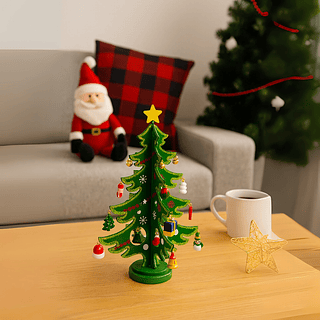 Enfeite de Mesa Árvore de Natal em Madeira 24pç