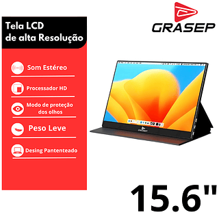 Monitor Portátil 15.6" Polegadas 1080p Full HD USB HDMI Som Estéreo