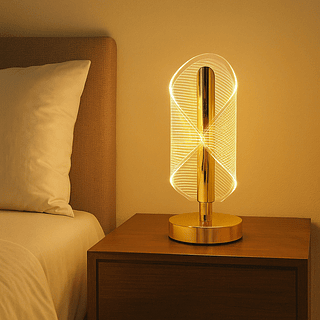 Luminária 3D Infinity Crystal LED com Base Dourada 3 Modos