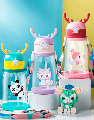 Garrafa Infantil com Canudo Alce (Modelos Variados) SEM GARANTIA