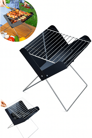 Mini Churrasqueira Portátil A Carvão Grelha Maleta