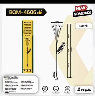 KIT 2 PEÇAS LUMINARIA DE JARDIM COM PLACA SOLAR ESPETO 10 LED ESTILO VAGALUME