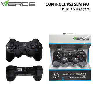 Controle PS3 SEM FIO verde DUPLA VIBRAÇÃO