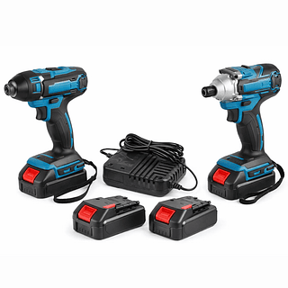 Kit Parafusadeira + Chave de Impacto 2 Baterias Carregador Bivolt Maleta