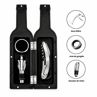 Kit Acessórios P/ Vinho em Garrafa 3 Peças Saca Rolhas Abridores