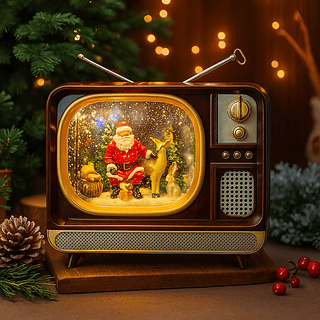 Luminária TV com Antenas Globo de Neve e Musicas Natalinas