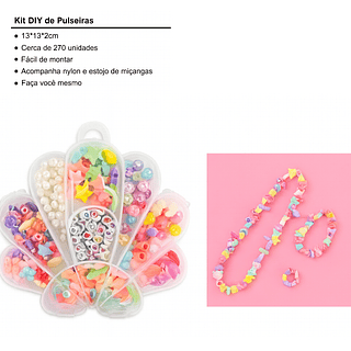 Kit DIY Pulseiras de Miçangas 9 Quadrados + Fio de Nylon