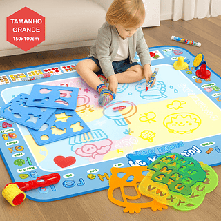 Tapete Mágico Desenho A Base De Água P/ Crianças Sem Sujeira 150x100cm