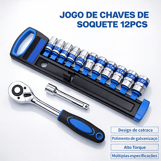 Chave Catraca 1/4 Conjunto de 12 peças Luatek