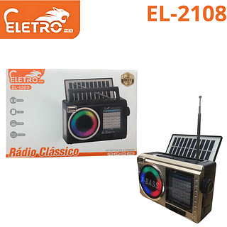 Radio Classico com Carregamento SOLAR e luzes RGB