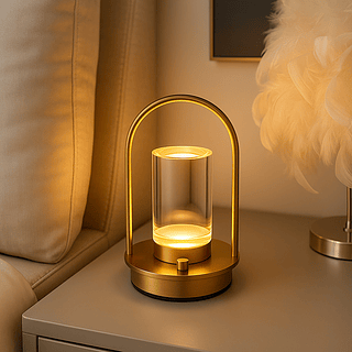 Luminária Led De Mesa Elegante Recarregável De Metal e Acrílico 3 Cores