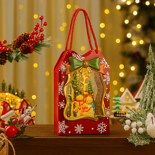 Luminária Sacola de Presente Natalina Globo de Neve com Musica