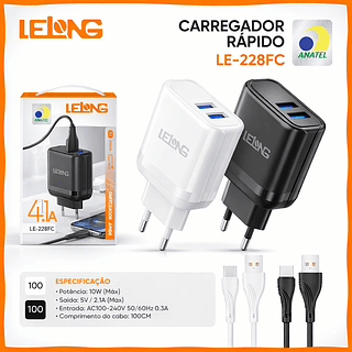 Kit Carregador Turbo Rápido 4.1a + 2 Usb para Type-c
