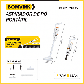 Aspirador de Pó Portátil Recarregável 7.4V Bateria 1.2AH