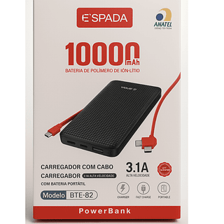 Power bank com cabo 3.1A 1000mAh