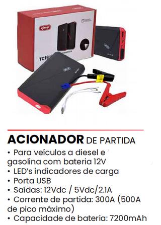 Acionador de partida automotivo prtatil 12V auxiliar chupeta