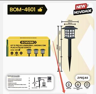 KIT 6 PEÇAS LUMINARIAS JARDIM COM PLACA SOLAR ESPETO