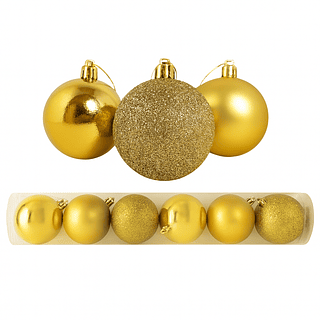 Bolas de Natal 8cm tubo com 6pç Glitter/Fosca/Lisa