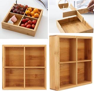 Organizador com 4 Divisórias de bamboo