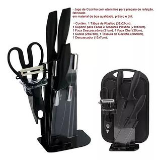 Jogo de cozinha com suporte kit 7in1 COR PRET