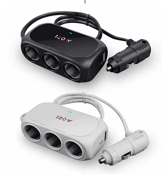 Acendedor de cigarros 120W USB+TIPO-C 3 soquetes