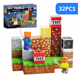 Blocos Magnéticos de Construção Minecraft com 32 Peças - SEM GARANTIA