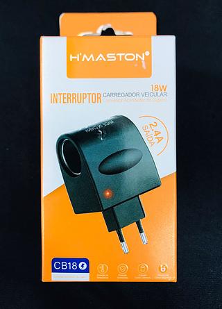 Carregador veicular e INTERRUPTOR 18w saida 2.4A H'MASTON