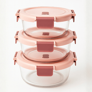 Kit 3 potes Herméticos de vidro Redondo Quente ou Frio (VARIADOS)