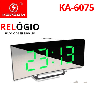 Relógio de espelho LED - TELA CURVADA
