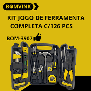 KIT JOGO DE FERRAMENTAS COMPLETA C/126 PCS
