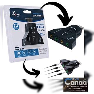 Placa de som Conexão P2 para Fone e Microfone 7.1 Digital