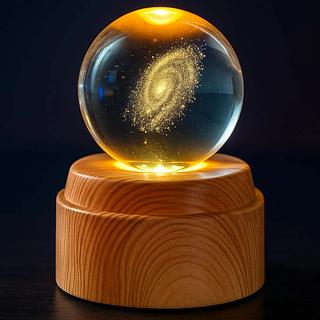 Luminária Bola Cristal Giratória Mesa Led Abajur Decorativo