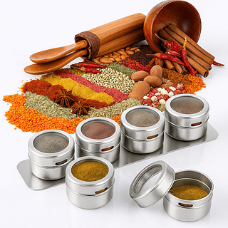 Organizador Porta Temperos Magnético Inox Kit 4 Peças